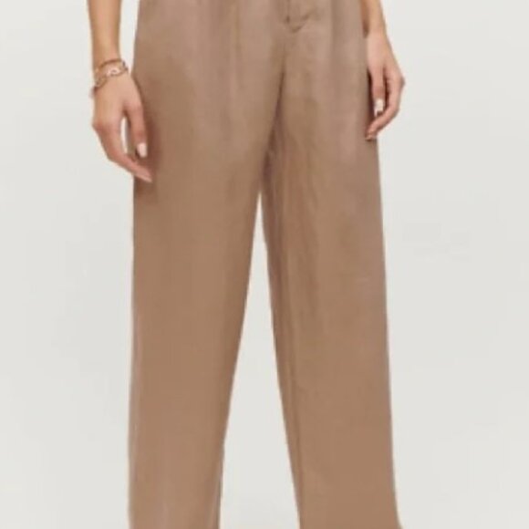 Reformation Tan Wide Leg Pants High Waisted Sz 8 - Picture 1 of 5